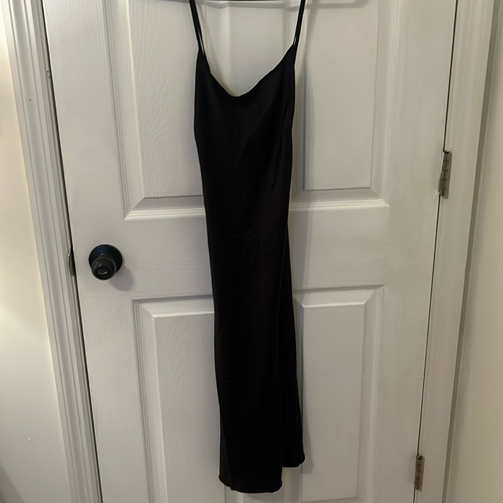 Open back silk midi dress